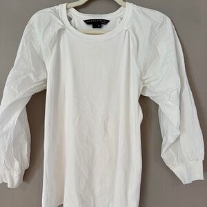 Veronica Beard Ivory Puff Sleeve Top Small